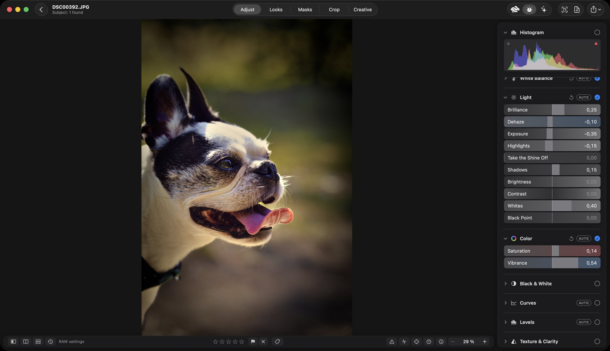 The same photograph after the edit.